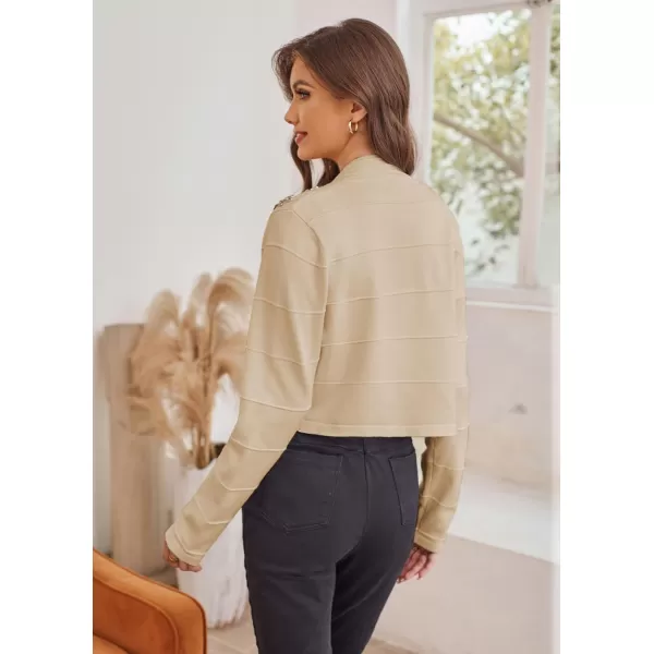 GRACE KARIN Women Cropped Cardigan Long Sleeve Lightweight Bolero Shrugs Elegant Sweater Tops with Rhinestone SXXLKhakirhinestone