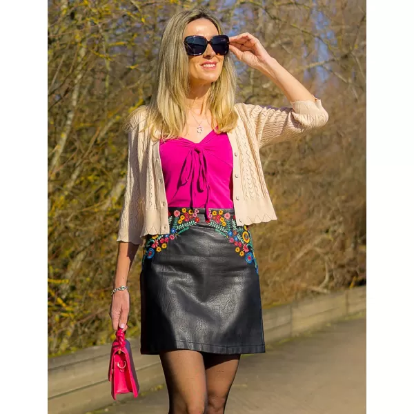 GRACE KARIN Women Cropped Cardigan Shrugs for Dresses Sweater Hollow Out Knit 12 Sleeve Lightweight Button DownApricot