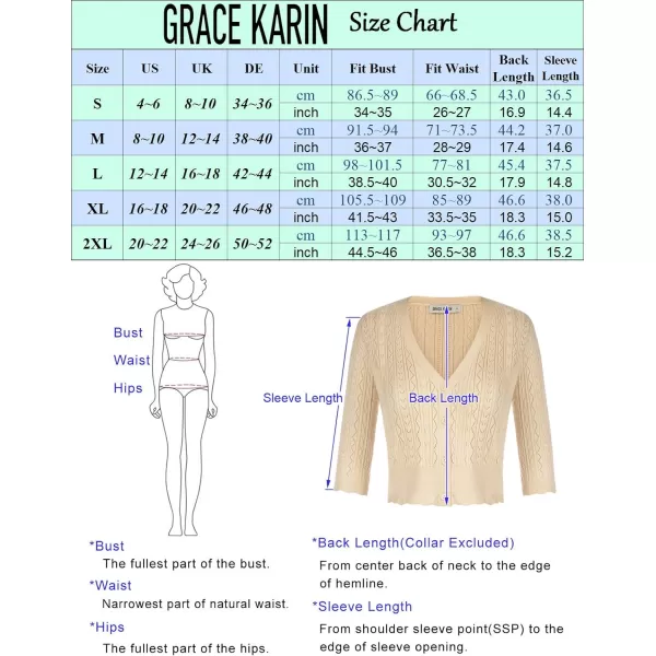 GRACE KARIN Women Cropped Cardigan Shrugs for Dresses Sweater Hollow Out Knit 12 Sleeve Lightweight Button DownApricot