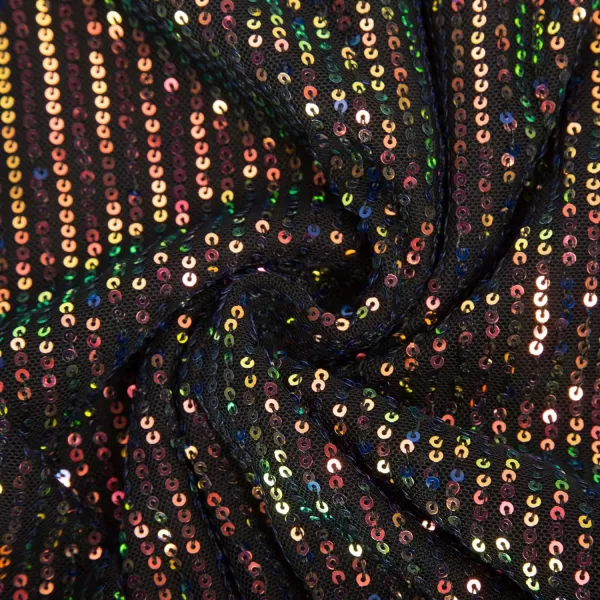 GRACE KARIN Women Deep V Neck Party Mini Dress U Back Sequin Irregular Hem Evening DressBlackrainbow