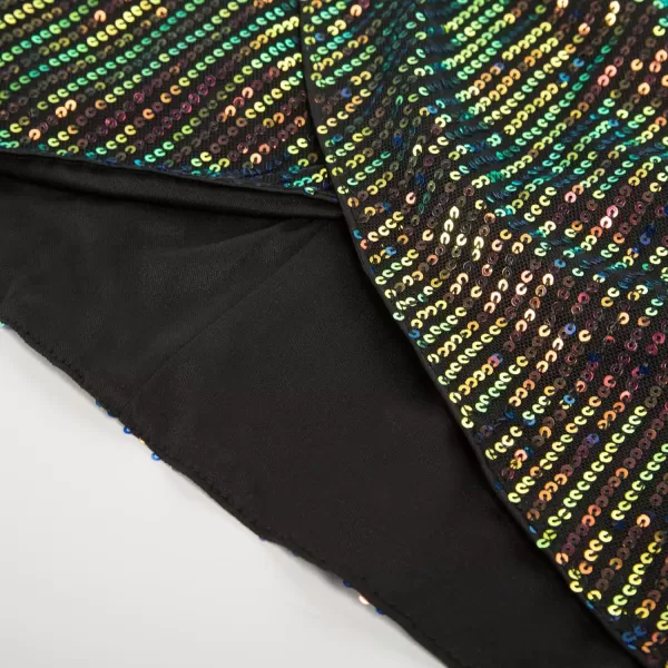 GRACE KARIN Women Deep V Neck Party Mini Dress U Back Sequin Irregular Hem Evening DressBlackrainbow