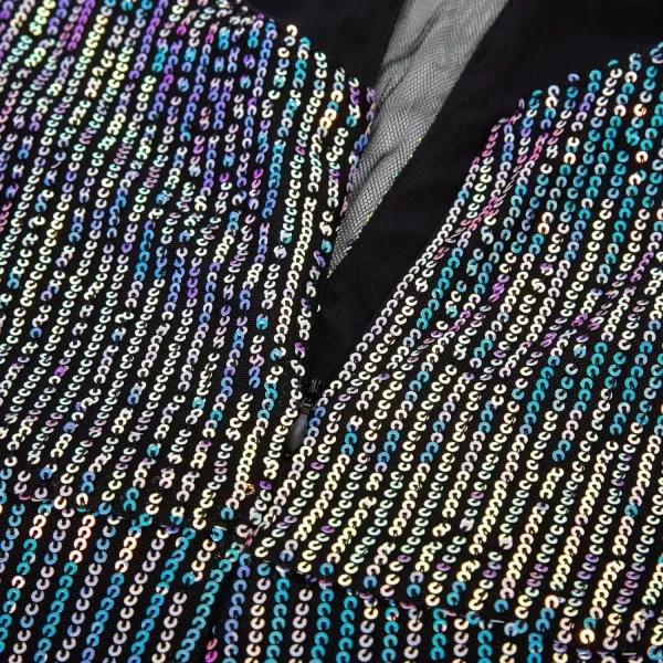 GRACE KARIN Women Deep V Neck Party Mini Dress U Back Sequin Irregular Hem Evening DressColorful Sequin