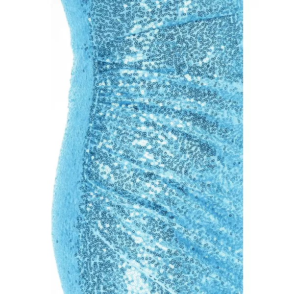 GRACE KARIN Women Deep V Neck Party Mini Dress U Back Sequin Irregular Hem Evening DressLight Bluesequin