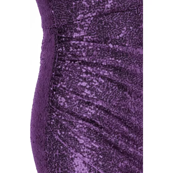 GRACE KARIN Women Deep V Neck Party Mini Dress U Back Sequin Irregular Hem Evening DressPurple