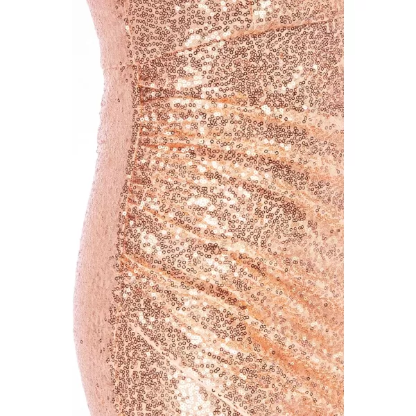 GRACE KARIN Women Deep V Neck Party Mini Dress U Back Sequin Irregular Hem Evening DressRose Gold