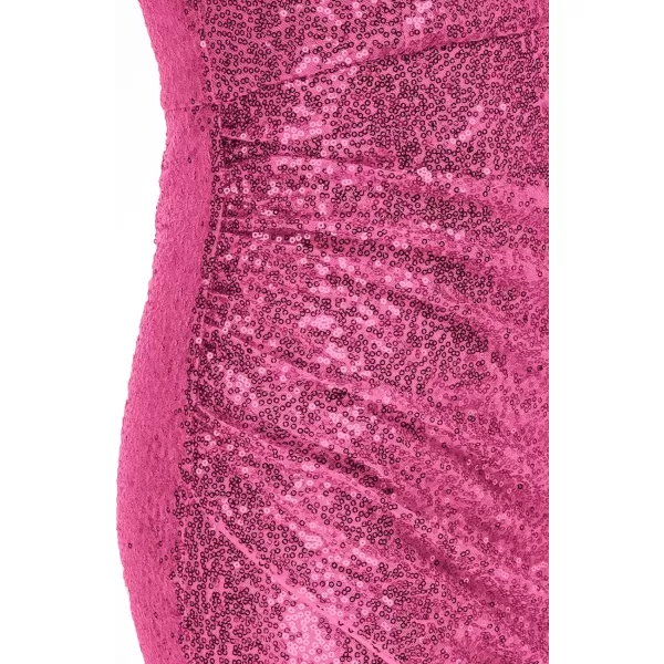 GRACE KARIN Women Deep V Neck Party Mini Dress U Back Sequin Irregular Hem Evening DressRose Redsequin