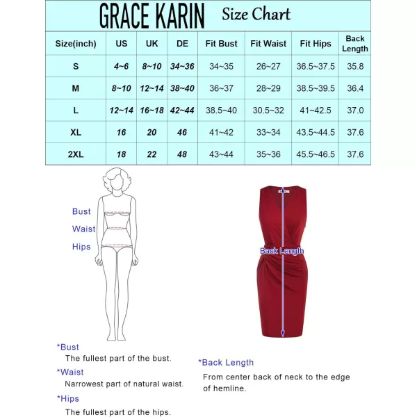 GRACE KARIN Women Deep V Neck Wrap Dress Summer Sleeveless Twist Sheath Cocktail Party Work Formal DressWine Red