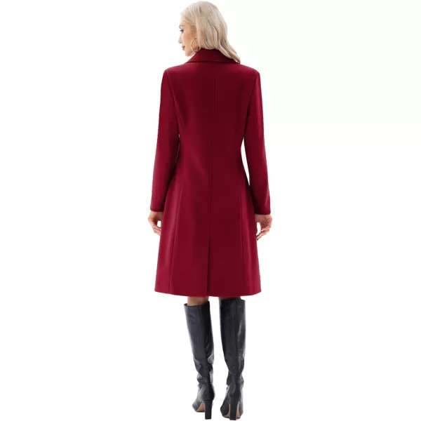 GRACE KARIN Women Double Breasted Pea Coats Lapel Fall Winter Pocket Trench Overcoat Jacket OutwearWine Red