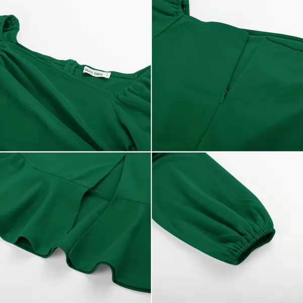 GRACE KARIN Women Elegant Bodycon Dress Mermaid Long Sleeve Cocktail Wedding Guest Formal Party DressesDark Green