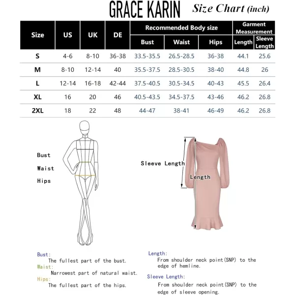 GRACE KARIN Women Elegant Bodycon Dress Mermaid Long Sleeve Cocktail Wedding Guest Formal Party DressesWine Red