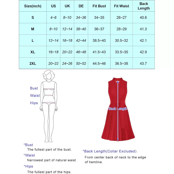 GRACE KARIN Women Elegant Pleated Swing Dress Solid Sleeveless VNeck Work DressRed