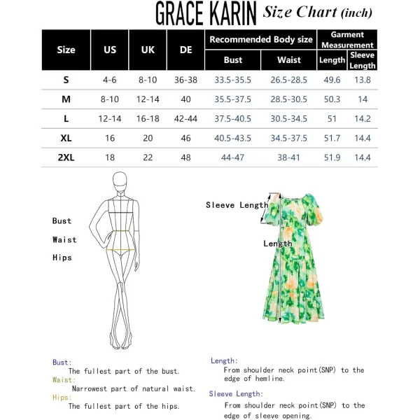 GRACE KARIN Women Floral Aline Dress 2024 Casual Crew Neck Puff Sleeve Smocked Maxi DressWhite Leaves