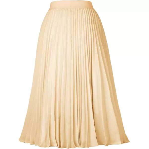 GRACE KARIN Women High Elastic Waist Pleated Chiffon Skirt Midi Swing Aline SkirtsApricot