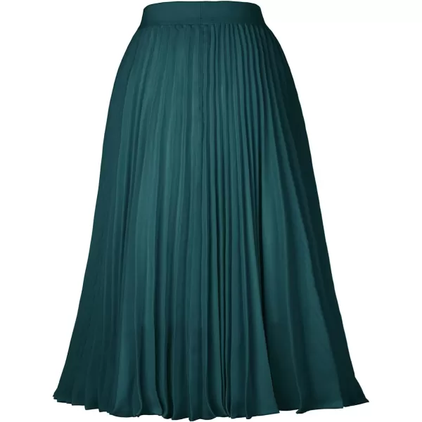 GRACE KARIN Women High Elastic Waist Pleated Chiffon Skirt Midi Swing Aline SkirtsBlackish Green