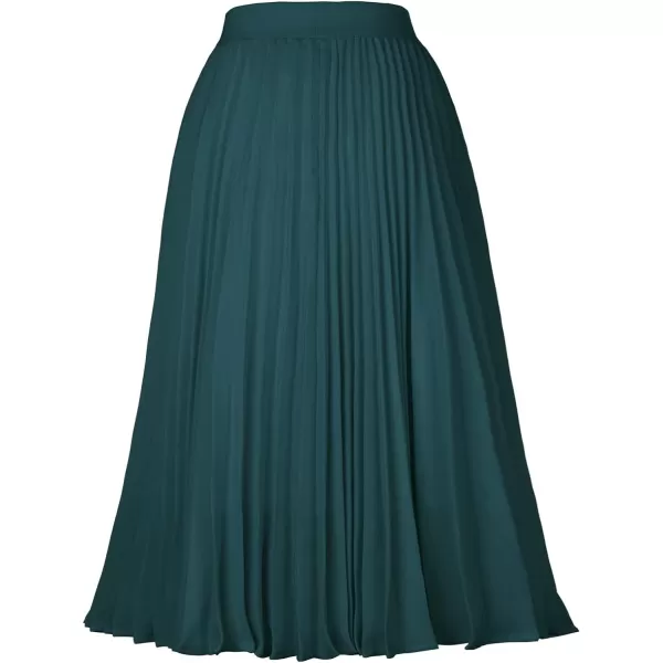 GRACE KARIN Women High Elastic Waist Pleated Chiffon Skirt Midi Swing Aline SkirtsBlue Green