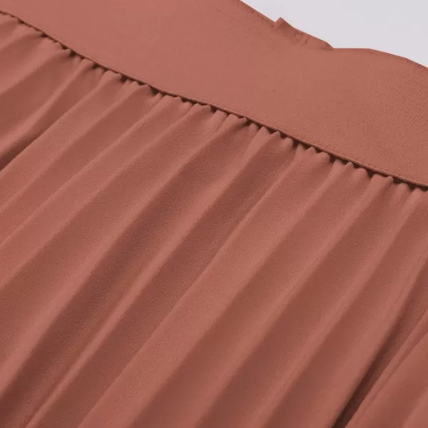 GRACE KARIN Women High Elastic Waist Pleated Chiffon Skirt Midi Swing Aline SkirtsBrown