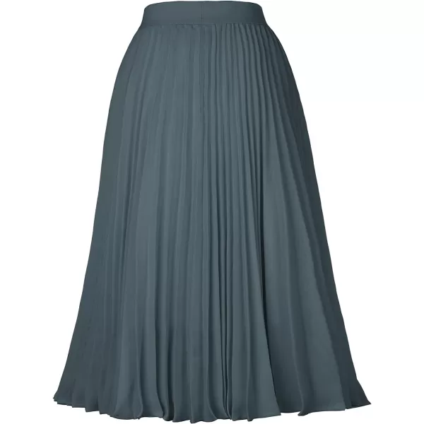 GRACE KARIN Women High Elastic Waist Pleated Chiffon Skirt Midi Swing Aline SkirtsDark Gray