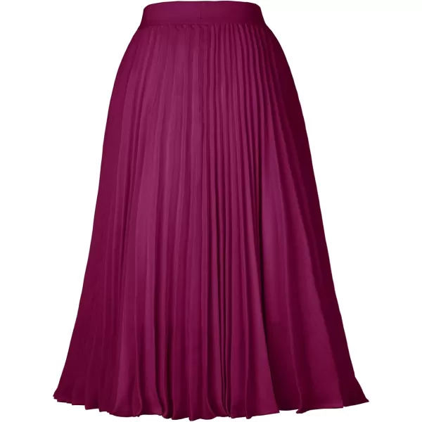 GRACE KARIN Women High Elastic Waist Pleated Chiffon Skirt Midi Swing Aline SkirtsDark Purple
