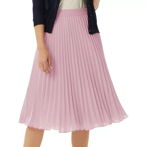 GRACE KARIN Women High Elastic Waist Pleated Chiffon Skirt Midi Swing Aline SkirtsDark Rose Pink