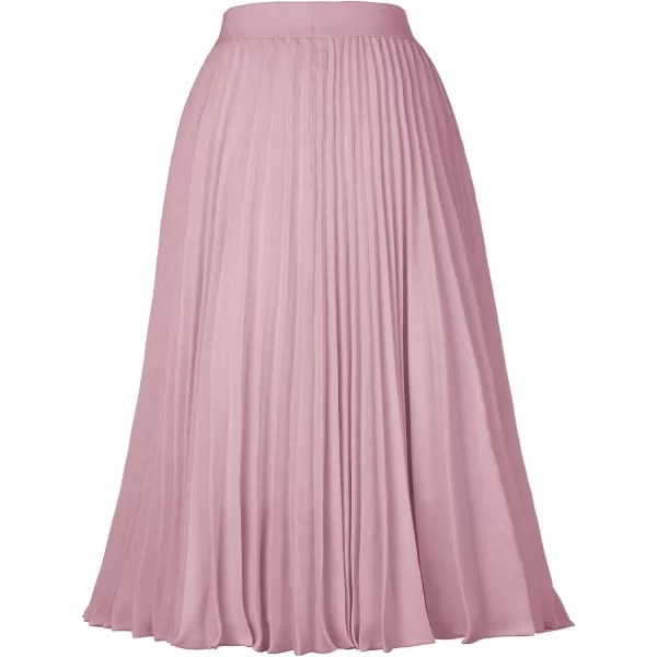 GRACE KARIN Women High Elastic Waist Pleated Chiffon Skirt Midi Swing Aline SkirtsDark Rose Pink