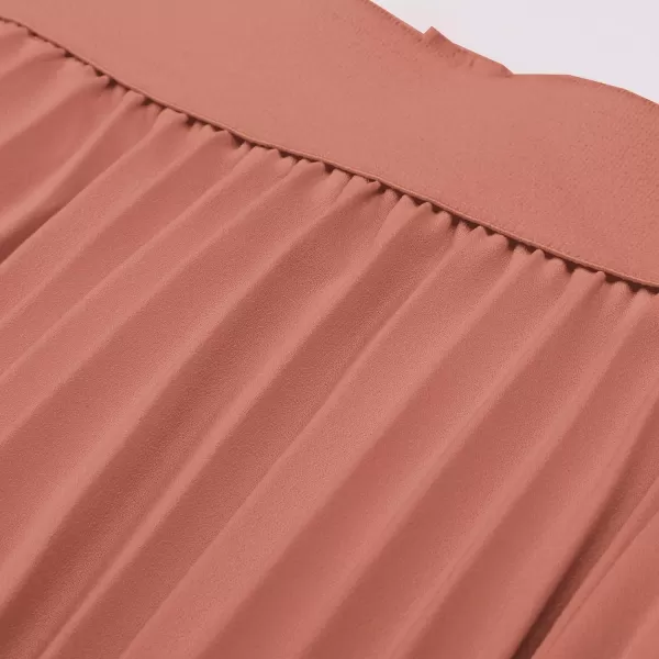 GRACE KARIN Women High Elastic Waist Pleated Chiffon Skirt Midi Swing Aline SkirtsDark Salmon