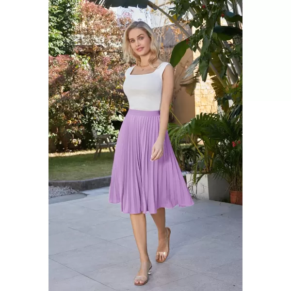 GRACE KARIN Women High Elastic Waist Pleated Chiffon Skirt Midi Swing Aline SkirtsIce Purple