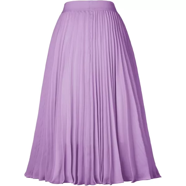 GRACE KARIN Women High Elastic Waist Pleated Chiffon Skirt Midi Swing Aline SkirtsIce Purple