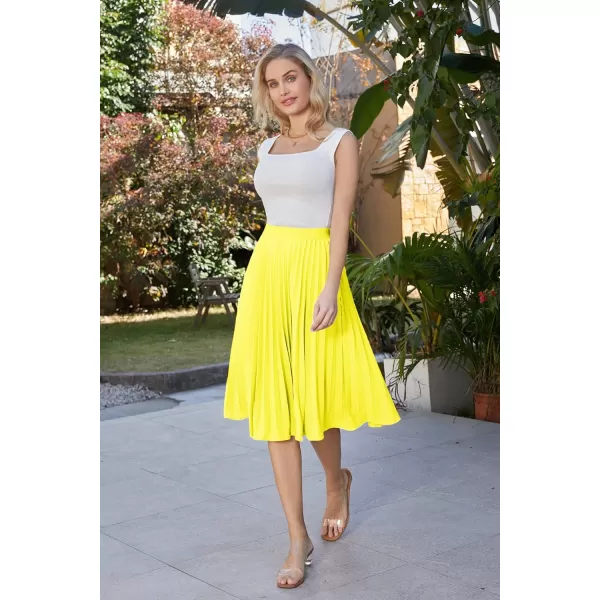 GRACE KARIN Women High Elastic Waist Pleated Chiffon Skirt Midi Swing Aline SkirtsLemon Tonic