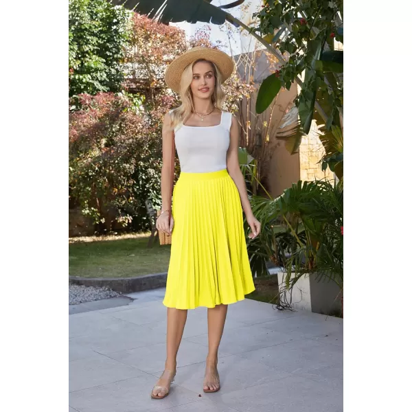 GRACE KARIN Women High Elastic Waist Pleated Chiffon Skirt Midi Swing Aline SkirtsLemon Tonic