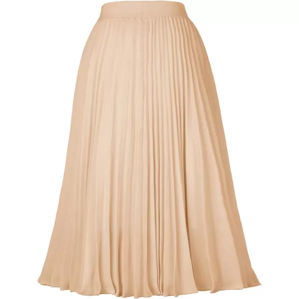 GRACE KARIN Women High Elastic Waist Pleated Chiffon Skirt Midi Swing Aline SkirtsLight Khaki