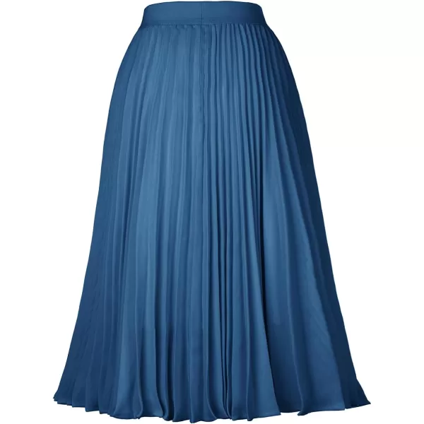 GRACE KARIN Women High Elastic Waist Pleated Chiffon Skirt Midi Swing Aline SkirtsLight Navy