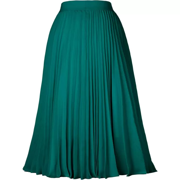 GRACE KARIN Women High Elastic Waist Pleated Chiffon Skirt Midi Swing Aline SkirtsPeacock Blue