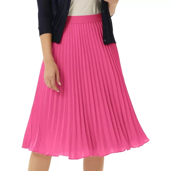 GRACE KARIN Women High Elastic Waist Pleated Chiffon Skirt Midi Swing Aline SkirtsRose Pink