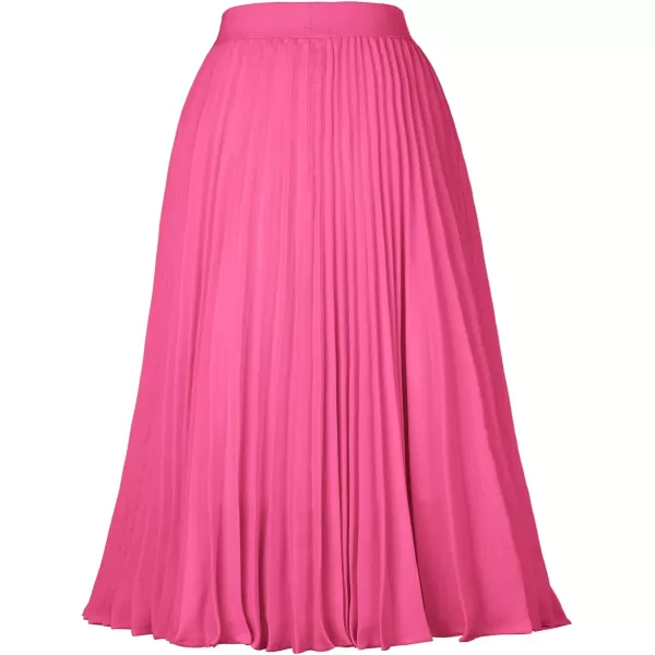 GRACE KARIN Women High Elastic Waist Pleated Chiffon Skirt Midi Swing Aline SkirtsRose Pink
