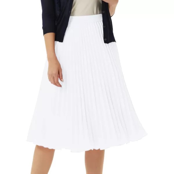 GRACE KARIN Women High Elastic Waist Pleated Chiffon Skirt Midi Swing Aline SkirtsWhite