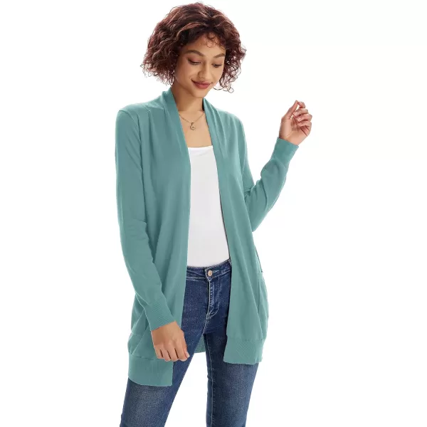 GRACE KARIN Women Lightweight Cardigan Sweaters with Pocket Long Sleeve ShrugsCadet Blue