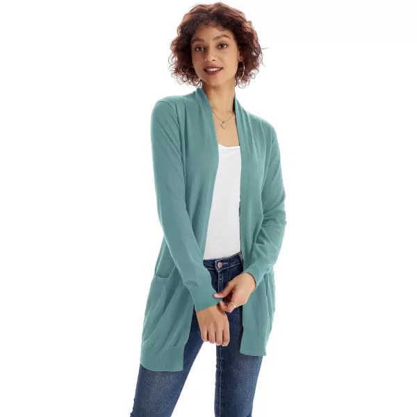 GRACE KARIN Women Lightweight Cardigan Sweaters with Pocket Long Sleeve ShrugsCadet Blue