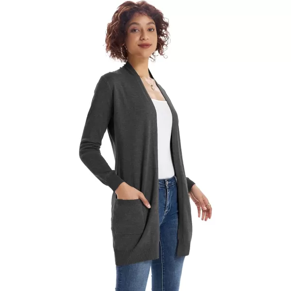 GRACE KARIN Women Lightweight Cardigan Sweaters with Pocket Long Sleeve ShrugsDark Gray