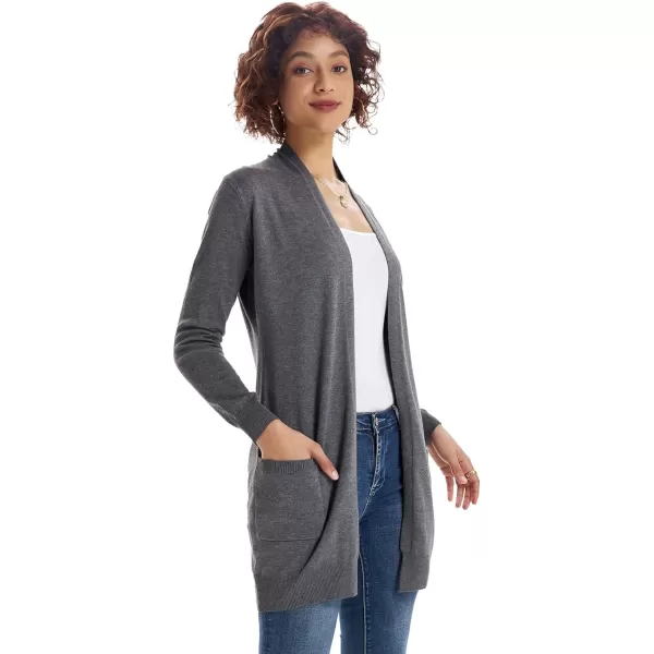 GRACE KARIN Women Lightweight Cardigan Sweaters with Pocket Long Sleeve ShrugsGray