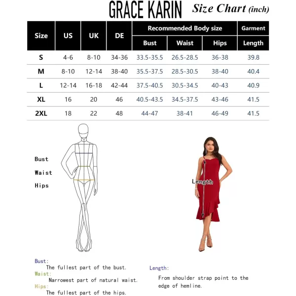 GRACE KARIN Women Mermaid Bodycon Dress V Neck Spaghetti Strap Side Split Ruffle Hem Midi Formal Cocktail DressesRed