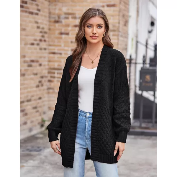 GRACE KARIN Women Open Front Cable Knit Cardigan Fall Winter SweatersBlackcable Knit