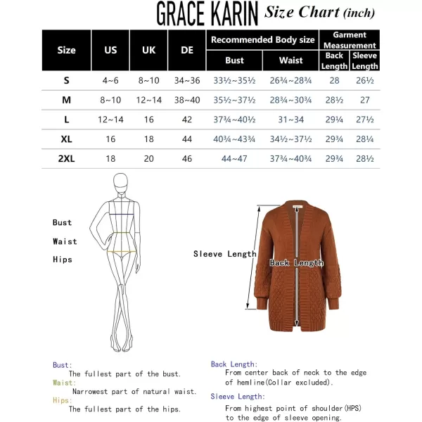 GRACE KARIN Women Open Front Cable Knit Cardigan Fall Winter SweatersBlackcable Knit