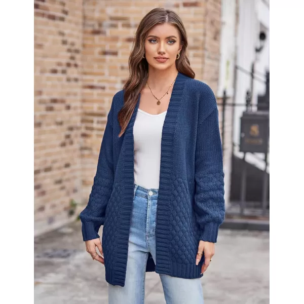 GRACE KARIN Women Open Front Cable Knit Cardigan Fall Winter SweatersGray Bluecable Knit