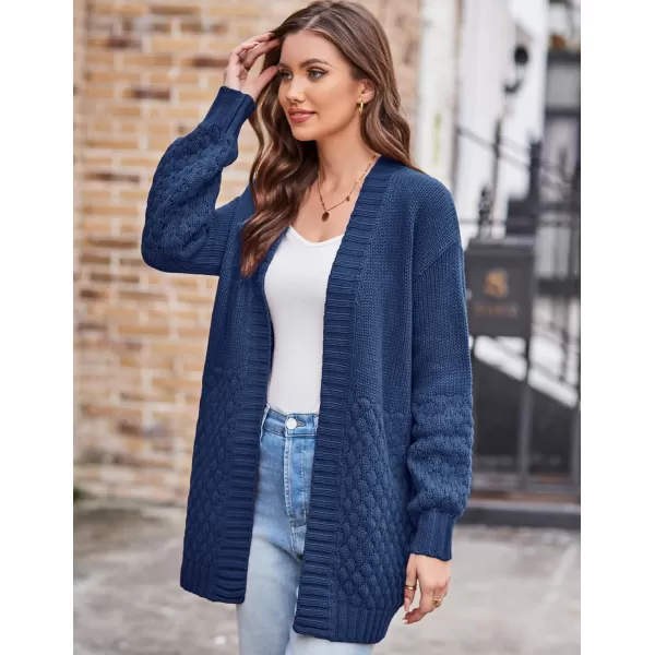 GRACE KARIN Women Open Front Cable Knit Cardigan Fall Winter SweatersGray Bluecable Knit