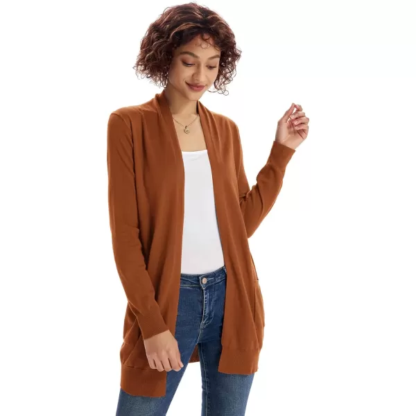 GRACE KARIN Women Open Front Cardigan Sweaters Pockets Long Sleeve ShrugsBronze