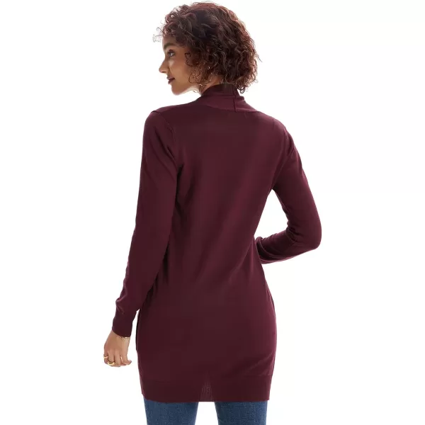 GRACE KARIN Women Open Front Cardigan Sweaters Pockets Long Sleeve ShrugsBurgundy