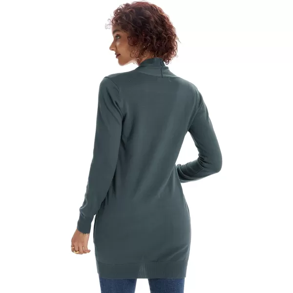GRACE KARIN Women Open Front Cardigan Sweaters Pockets Long Sleeve ShrugsCadet Gray