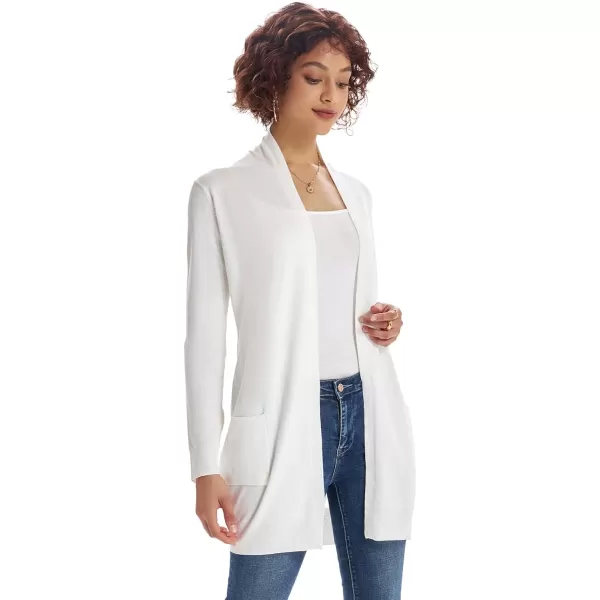 GRACE KARIN Women Open Front Cardigan Sweaters Pockets Long Sleeve ShrugsIvory