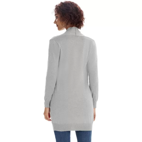 GRACE KARIN Women Open Front Cardigan Sweaters Pockets Long Sleeve ShrugsLight Gray
