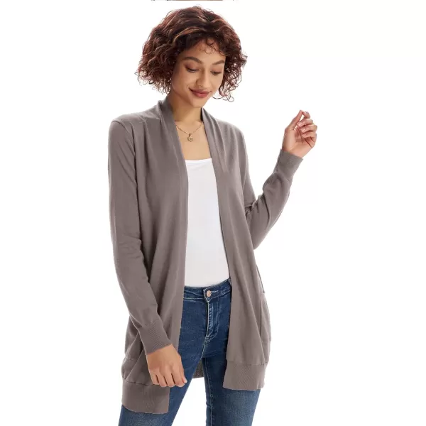 GRACE KARIN Women Open Front Cardigan Sweaters Pockets Long Sleeve ShrugsLight Purple Gray